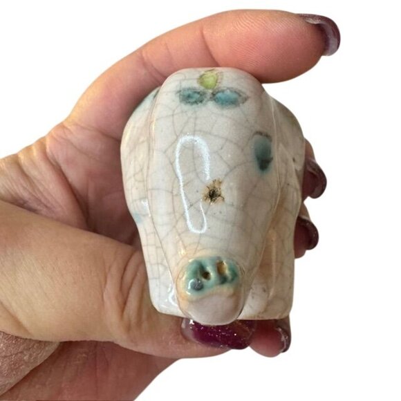 Vintage Ceramic Elephant Figurines Set Of 2 Hand-Painted Floral Decorative Colle - Picture 7 of 9